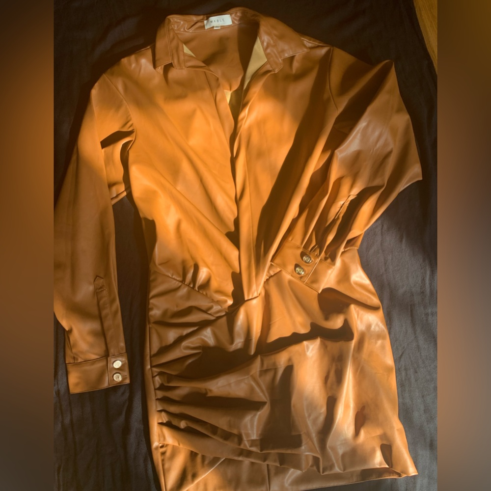 Brown Vegan Leather Dress